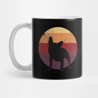 Silhouette of cute french bulldog with colored sunset, vintage style, frenchie mon, frenchie dad, frenchie on vintage sunset Mug